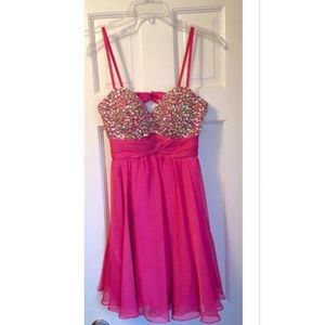 Iridescent crystal fuchsia dress